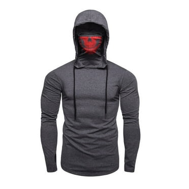 Mens Sweatshirt,Chaofanjiancai Mask Skull Pure Color Pullover Long Sleeve Hooded Casual Tops Blouse Mens Sweatshirt,Chaofanjiancai Mask Skull Pure Color Pullover Long Sleeve Hooded Casual Tops Blouse